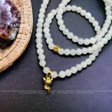  Chuỗi Vòng Bạch Ngọc Jade A 5.3ly Mix Charm Hồ Ly Và Bi Kim Tiền Vàng Trang Sức (Không Kén Mệnh) 1-129002 