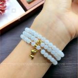  Chuỗi Vòng Bạch Ngọc Jade A 5.3ly Mix Charm Hồ Ly Và Bi Kim Tiền Vàng Trang Sức (Không Kén Mệnh) 1-129002 