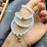  Chuỗi Vòng Bạch Ngọc Jade A 5.3ly Mix Charm Hồ Ly Và Bi Kim Tiền Vàng Trang Sức (Không Kén Mệnh) 1-129002 