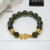  Vòng Đơn Thạch Anh Tóc Xanh 11ly+ Mix Tỳ Hưu Và Charm Chú Vàng Trang Sức (Mộc, Hỏa) GIÁ LIÊN HỆ 