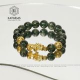  Vòng Đơn Thạch Anh Tóc Xanh 11ly+ Mix Tỳ Hưu Và Charm Chú Vàng Trang Sức (Mộc, Hỏa) GIÁ LIÊN HỆ 