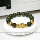  Vòng Đơn Thạch Anh Tóc Xanh 11ly+ Mix Tỳ Hưu Và Charm Chú Vàng Trang Sức (Mộc, Hỏa) GIÁ LIÊN HỆ 