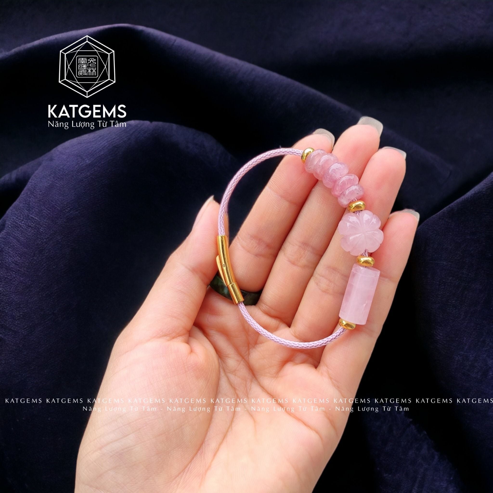  Vòng Dây Cáp Thạch Anh Hồng Mix Lu Thống, Cỏ Bốn Lá Và Ngũ Điếu (Thổ, Hỏa) 