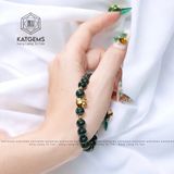  Vòng Đơn Lam Ngọc Đậm 8ly Mix Charm Túi Tiền Kim Bảo Chữ Phúc Vàng Trang Sức (Không Kén Mệnh) 