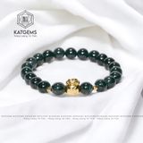  Vòng Đơn Lam Ngọc Đậm 8ly Mix Charm Túi Tiền Kim Bảo Chữ Phúc Vàng Trang Sức (Không Kén Mệnh) 