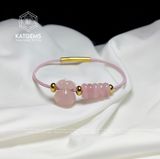  Vòng Dây Cáp Thạch Anh Hồng Ngũ Điếu Mix Túi Tiền Kim Bảo (Hoả, Thổ) 