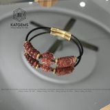  Vòng Dây Cáp Thạch Anh Tóc Nâu Đỏ Mix Lu Thống Chạm, Cỏ Bốn Lá Và Ngũ Điếu (Hỏa, Thổ) 