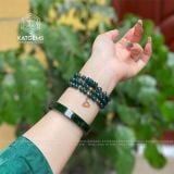  Vòng Chuỗi Lam Ngọc Đậm 6.2li Mix Ngũ Điếu, Charm Hoa Sen Và Bi Vàng Kim Tiền Trang Sức (Không Kén Mệnh) 