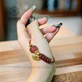  Vòng Dây Cáp Thạch Anh Tóc Đỏ Mix Ngũ Điếu, Cỏ Bốn Lá Và Charm Hồ Ly Vàng Trang Sức (Thổ, Hỏa) 