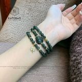  Chuỗi Vòng Thạch Anh Tóc Xanh 6ly Hồ Ly Mix Cỏ Bốn Lá Vàng 10K (Mộc, Hỏa) 