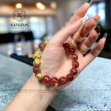  Vòng Đơn Thạch Anh Tóc Đỏ 12 Ly Mix Tỳ Hưu và Charm Kim Tiền Vàng Trang Sức (Hoả, Thổ) GIÁ LIÊN HỆ 