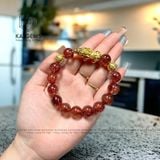  Vòng Đơn Thạch Anh Tóc Đỏ 12 Ly Mix Tỳ Hưu và Charm Kim Tiền Vàng Trang Sức (Hoả, Thổ) GIÁ LIÊN HỆ 