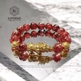  Vòng Đơn Thạch Anh Tóc Đỏ 12 Ly Mix Tỳ Hưu và Charm Kim Tiền Vàng Trang Sức (Hoả, Thổ) GIÁ LIÊN HỆ 