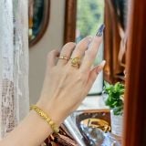  Vòng Đơn Thạch Anh Tóc Vàng 7ly Mix Cụ Tỳ Hưu Vàng 10K (Kim, Thổ) 