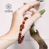  Vòng Tay Đơn Thạch Anh Tóc Đỏ 7ly Bà Hồ Ly Mix Charm Kim Tiền Vàng 10K (Hoả, Thổ) 