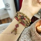  Vòng Chuỗi Trầm Rừng 6ly Mix Bà Hồ Ly Thạch Anh Tóc Đỏ (Hoả, Thổ) 