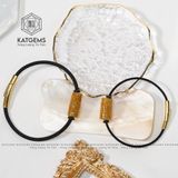 Vòng Dây Cáp Lu Thống Thạch Anh Tóc Vàng Chạm Kim Tiền (Kim, Thổ) 