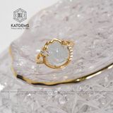  Nhẫn Hồ Ly Bọc Vàng Trang Sức Moonstone (Kim, Thuỷ) 