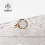  Nhẫn Hồ Ly Bọc Vàng Trang Sức Moonstone (Kim, Thuỷ) 