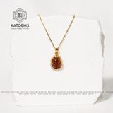  Mặt Dây Chuyền Tỳ Hưu Thạch Anh Tóc Đỏ Bọc Vàng Trang Sức (Thổ, Hoả) 