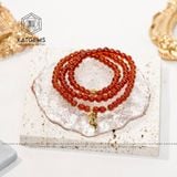  Vòng Chuỗi Đá Garnet 5ly Mix Charm Hồ Ly Và Bi Kim Tiền Vàng 10K (Hỏa,Thổ) 
