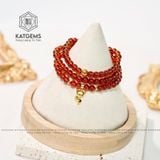  Vòng Chuỗi Đá Garnet 5ly Mix Charm Hồ Ly Và Bi Kim Tiền Vàng 10K (Hỏa,Thổ) 