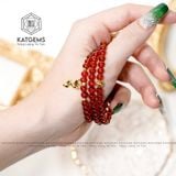  Vòng Chuỗi Đá Garnet 5ly Mix Charm Hồ Ly Và Bi Kim Tiền Vàng 10K (Hỏa,Thổ) 