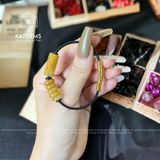  Vòng Dây Cáp Ngũ Điếu Mix Lu Thống Chạm Kim Tiền Đá Thạch Anh Tóc Vàng (Kim, Thổ) 