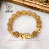  Vòng Đơn Thạch Anh Tóc Vàng 13.5 Ly Mix Tỳ Hưu và Charm Kim Tiền Vàng Trang Sức (Kim, Thổ) GIÁ LIÊN HỆ 