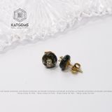  Khuyên Tai Vàng Trang Sức Thạch Anh Tóc Đen (Thuỷ, Mộc) 