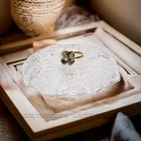  Nhẫn Cỏ Bốn Lá Thạch Anh Tóc Xanh Vàng Trang Sức (Hỏa, Mộc) 