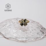  Nhẫn Cỏ Bốn Lá Thạch Anh Tóc Xanh Vàng Trang Sức (Hỏa, Mộc) 