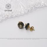  Khuyên Tai Vàng Trang Sức Thạch Anh Tóc Xanh (Mộc, Hoả) 