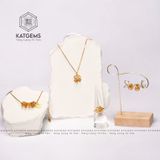  Bộ Trang Sức Vàng Phong Thuỷ Cỏ Bốn Lá Thạch Anh Tóc Vàng Vàng 10k (Thổ, Kim) 