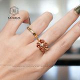  Bộ Trang Sức Vàng Phong Thuỷ Cỏ Bốn Lá Thạch Anh Tóc Đỏ Vàng Trang Sức (Hỏa, Thổ) 