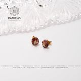  Khuyên Tai Vàng 10K Thạch Anh Tóc Đỏ (Hoả, Thổ) 