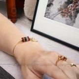  Nhẫn Cỏ Bốn Lá Thạch Anh Tóc Đỏ Vàng 10K (Hỏa, Thổ) 