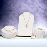  Nhẫn Cỏ Bốn Lá Đá Moon Vàng 10K (Thủy, Kim) 