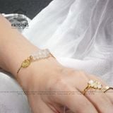 Nhẫn Cỏ Bốn Lá Đá Moon Vàng 10K (Thủy, Kim) 