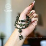  Chuỗi Vòng Thạch Anh Tóc Xanh 6ly Túi Tiền Kim Bảo Mix Cỏ Bốn Lá, Ngũ Điếu Và Bi Vàng Trang Sức (Mộc, Hỏa) 1-124004 