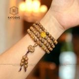  Chuỗi Vòng Trầm Banh Lào 108 Hạt 6Ly Hoa Sen Vàng Trang Sức (Không Kén Mệnh) 