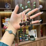  Móc Treo Điện Thoại Hoa Sen Trầm Sánh Mix Đá Thạch Anh Tóc Đen (Thủy, Mộc) 