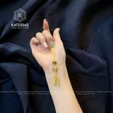  Móc Treo Điện Thoại Cỏ 4 Lá May Mắn Thạch Anh Tóc Vàng (Thổ, Kim) 