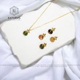  Bộ Trang Sức Vàng 10k Phong Thuỷ Túi Tiền Thạch Anh Tóc Xanh (Hỏa Mộc) 