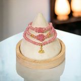 Chuỗi Vòng Đá Đào Hoa 5ly Mix Bà Hồ Ly, Ngũ Điếu Và Charm Hoa Sen Vàng, Bi Kim Tiền Vàng 10K (Hỏa Thổ) 