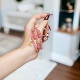  Chuỗi Vòng Đá Đào Hoa 5ly Mix Bà Hồ Ly, Ngũ Điếu Và Charm Hoa Sen Vàng, Bi Kim Tiền Vàng 10K (Hỏa Thổ) 