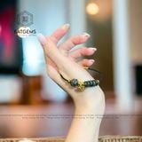  Vòng Dây Cáp Thạch Anh Tóc Xanh Mix Ngũ Điếu, Cỏ Bốn Lá Và Charm Hồ Ly Vàng Tây 10K (Hỏa, Mộc) 