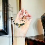  Vòng Dây Cáp Thạch Anh Tóc Xanh Mix Ngũ Điếu, Cỏ Bốn Lá Và Charm Hồ Ly Vàng Tây 10K (Hỏa, Mộc) 
