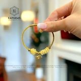  Vòng Dây Cáp Thạch Anh Tóc Vàng Mix Ngũ Điếu, Cỏ Bốn Lá Và Charm Hồ Ly Vàng Tây 10K (Thổ, Kim) 