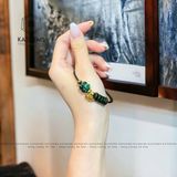  Vòng Dây Cáp Ngọc Cẩm Thạch Sơn Thủy (Type B) Mix Ngũ Điếu, Cỏ Bốn Lá Và Charm Hồ Ly Vàng Trang Sức (Không Kén Mệnh) 